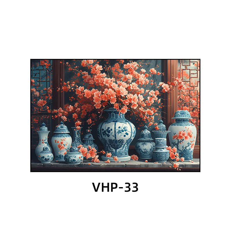 Blue and white porcelain decorative painting vase porcelain ceramic new Chinese style living room hanging painting hotel hotel restaurant box Chinese style