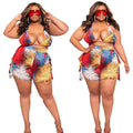 Sexy suspender print suit european and american foreign trade women's clothing   bikini beach hot pants two-piece set