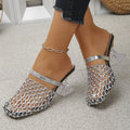 Export cross-border baotou thick heel sandals 2026 summer new arrivalfashioneasiest for matchcut out woven high heel sandals for women