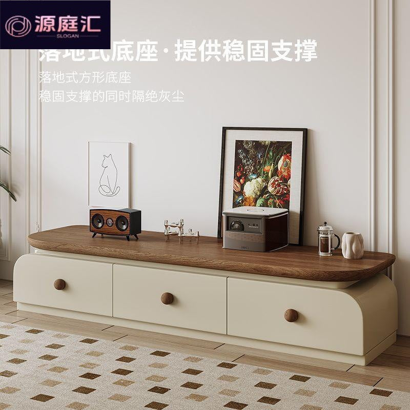 Solid wood tv stand living room home floor-standing mid-century modern walnut small apartment light luxury coffee table tv stand combination