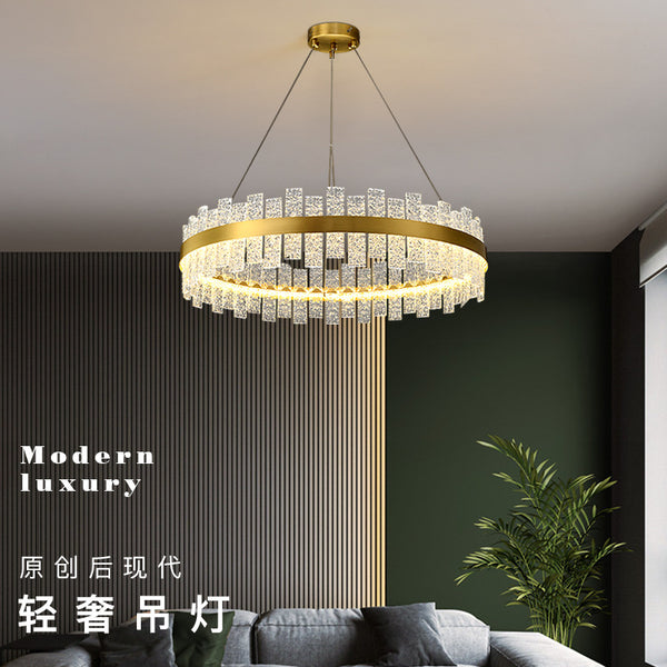 Nordic chandelier designer living room light modern simple high-end light luxury American bedroom dining room water corrugated glass light