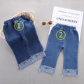 New spring embroidered kids' pants: korean style casual versatile girls' straight-leg jeans, baby wide-leg fashion trousers