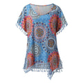 fashionnew arrivalprinting tassel small white ball chiffon beach skirt blouse ready-made trendy brand