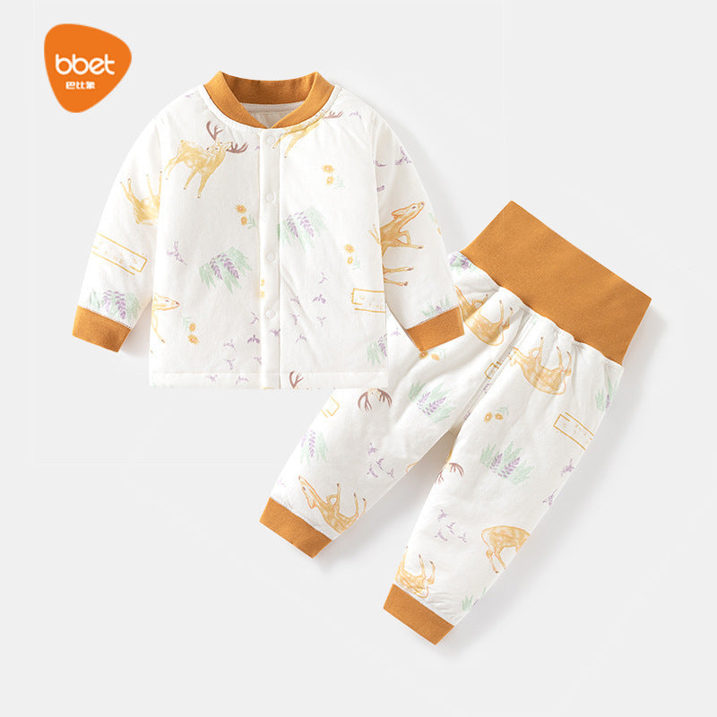 Babylon baby quilted intimatessuitkidsfall and winter bottom split autumn clothes thin cotton high waist belly protection autumn