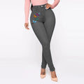 Independent station best sellingprinting butterfly jeans women's 4 flap pocket pants cross-border fashion style pants female sexyhigh waist
