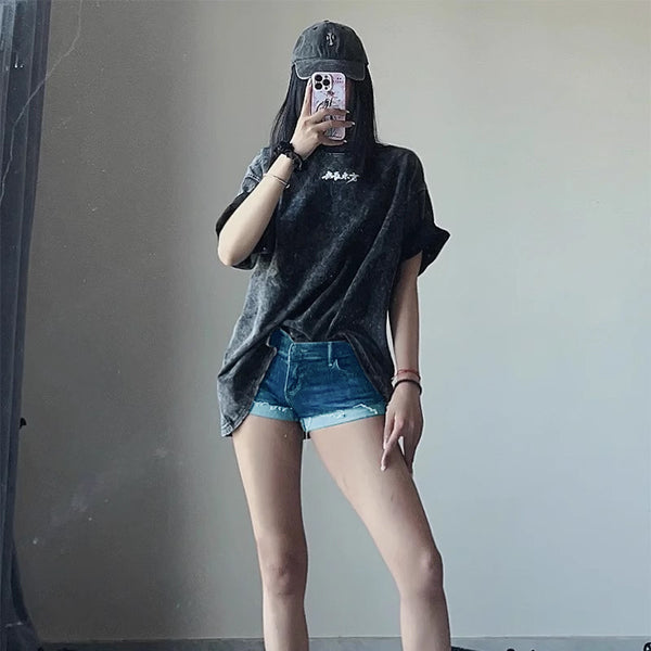 Spicy Halo~ Denim Shorts Women's 2024 Summer Spice Girls American Retro Hip Wrap Low Waist Hot Skinny Super Short Pants