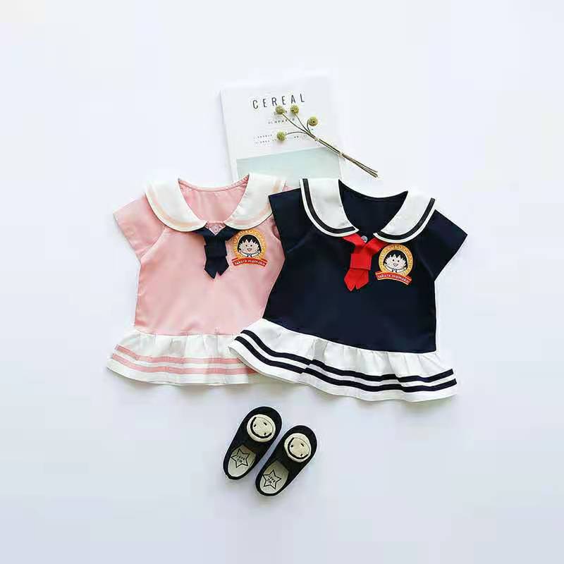 Summer lightweight baby romper: chic, preppy style short-sleeve jumpsuit for baby girls - perfect for outings, trendy outfit, and fashionable onesie