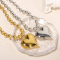 New arrivalaccessible luxury style heart necklace fashioncasual glossy steel ball chain peach heart pendant stainless steel necklace