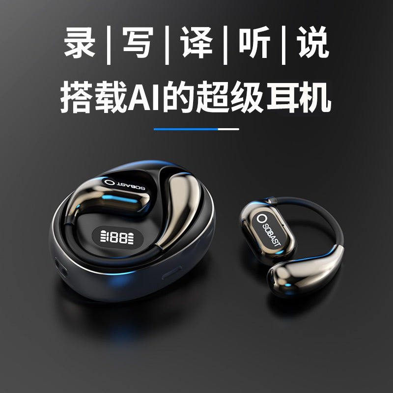 Sobes s-ow1pro wireless bluetooth headset - rotatable ear-hook ai simultaneous interpretation english translation headset