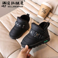 Custom boys' fleece-lined snow boots, new autumn/winter collection, girls' black cotton shoes, thickened ankle boots for students, trendy styles for mid-to-large children