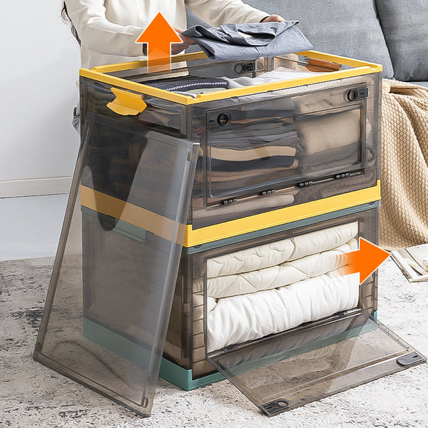 Storage Box Household Plastic Clothes Wardrobe Organizing Box Transparent Foldable Storage Box Snacks Toys Clothing Books