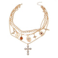 Long cross necklace wholesale pendant retro bow heart stacking design necklace clavicle chain