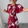women's mid-length printed pullover dress - new summer floral elegant maxi dress