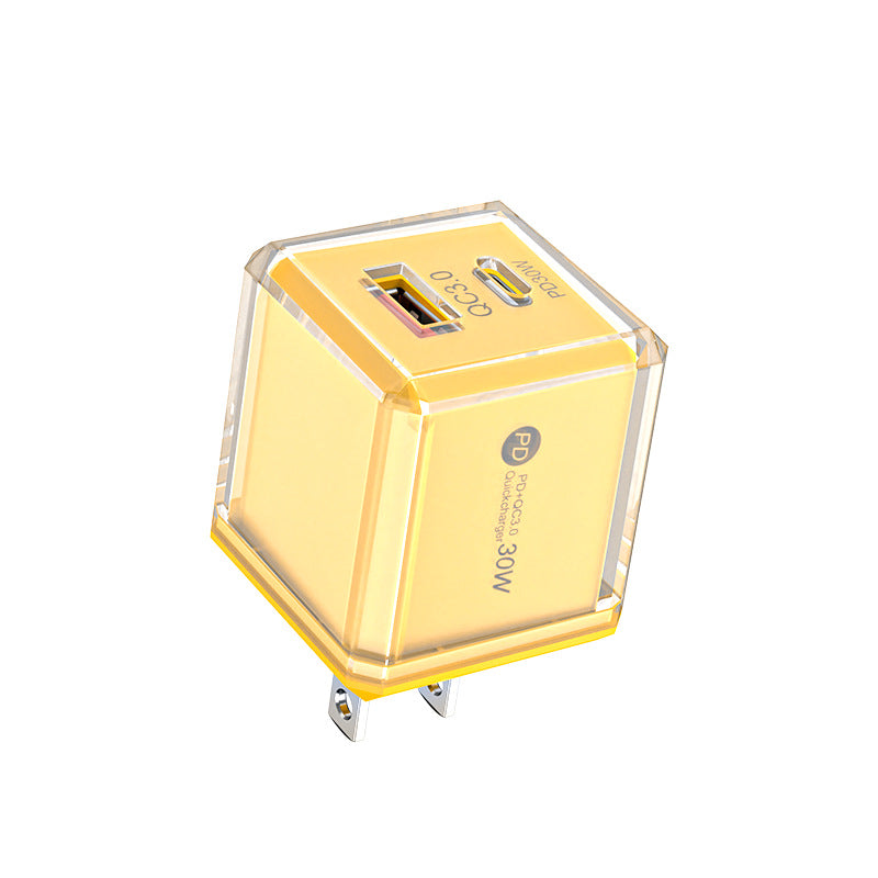 Big ice cube a+c macaron european, american and british mobile phone fast charging head qc3.0+pd20w dual-port cross-border supply
