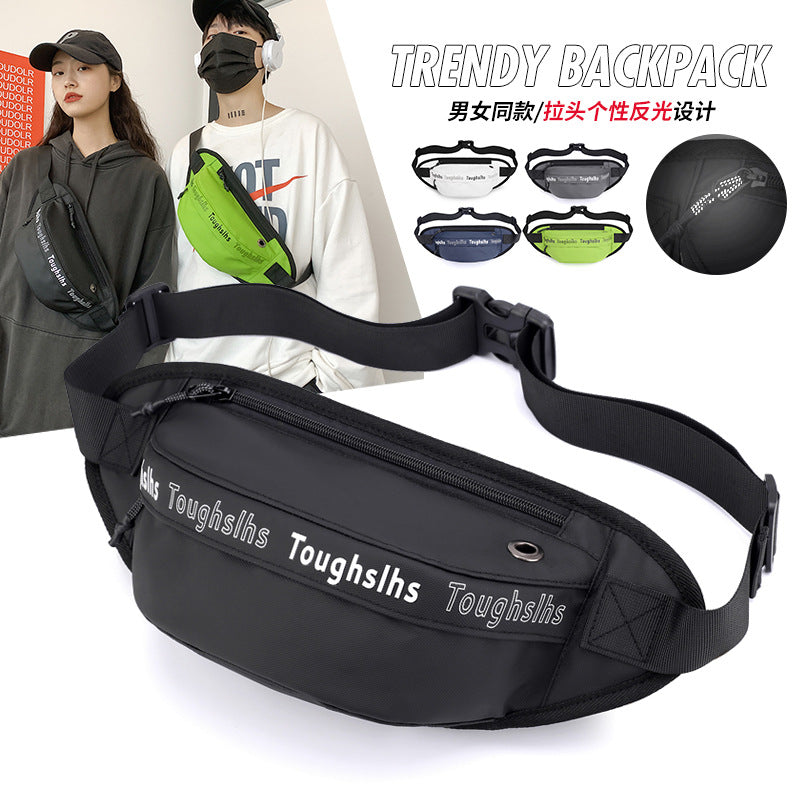 New trendy men and women fanny pack Korean version waterproof breast bag outdoor shoulder messenger bag mobile phone bag travel bag