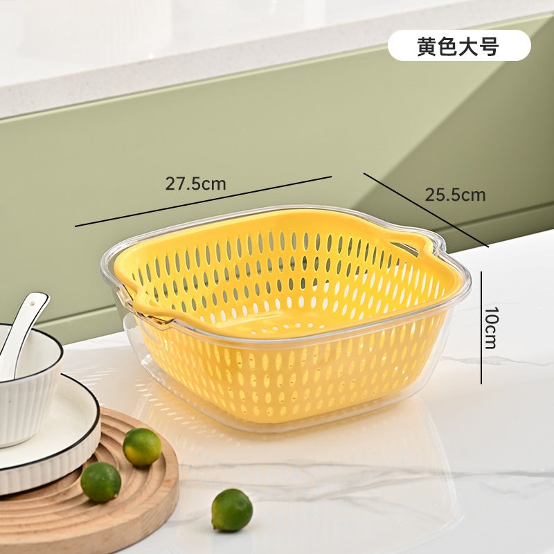 Double-layer sink drain basket six-piece set kitchen living room for home fruit washing plate casual plastic vegetable basket