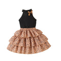 Kids clothing  cross-border new arrivalfashionspring & fallgirl black vest + skirt baby children's clothing