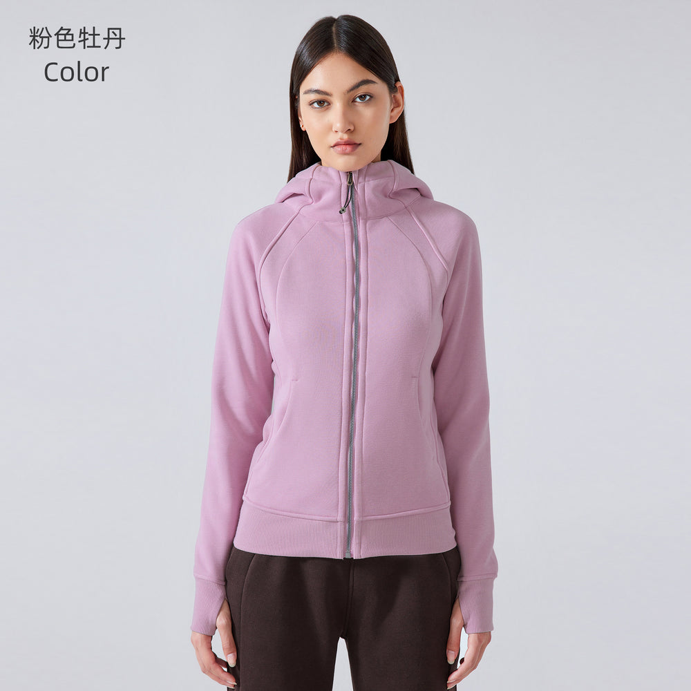 Sca new thickened warm hooded jacket women's outdoor fitness sweatshirt yoga jacket sports top dj028