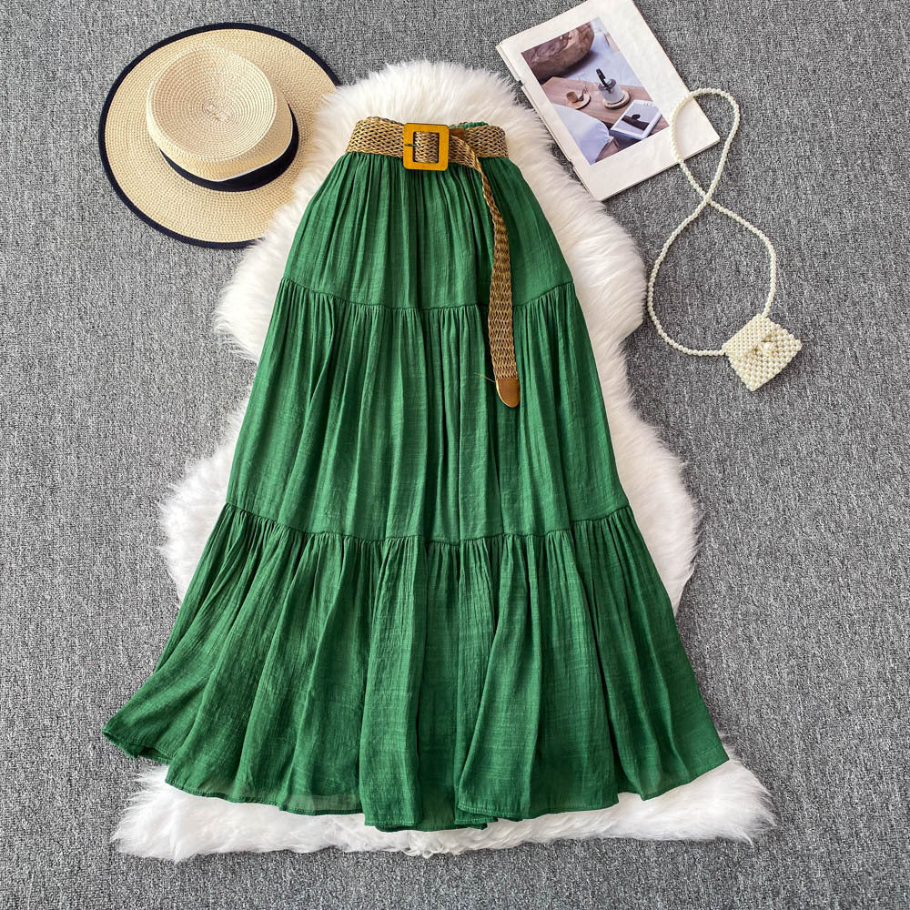 White midi skirt for women, summer  collection: petite-friendly, high-waisted, slimming, flowy, tiered cake skirt