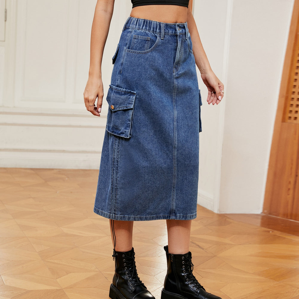European and american clothing  cross-border foreign trade unique site  new arrival denim workwear skirt casual mid-length skirt trendy