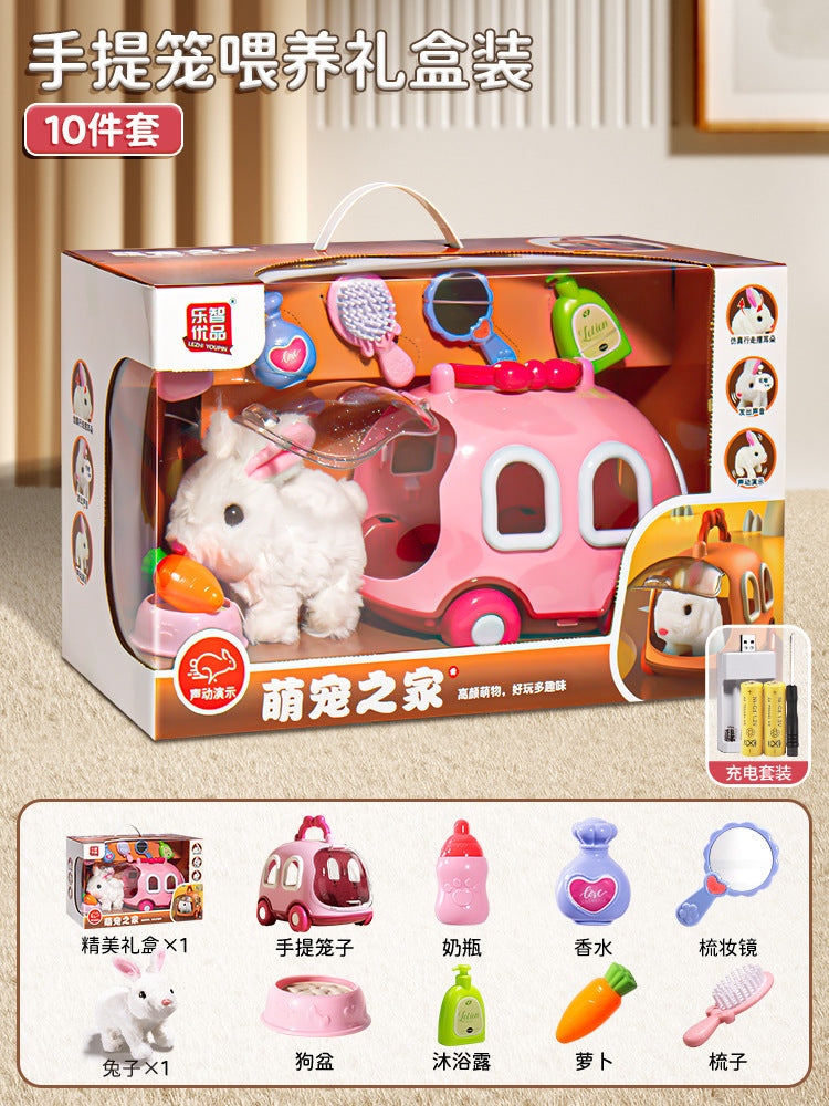 Kids' electric simulation bunny plush toy - girl's pet white rabbit doll - birthday gift for girls