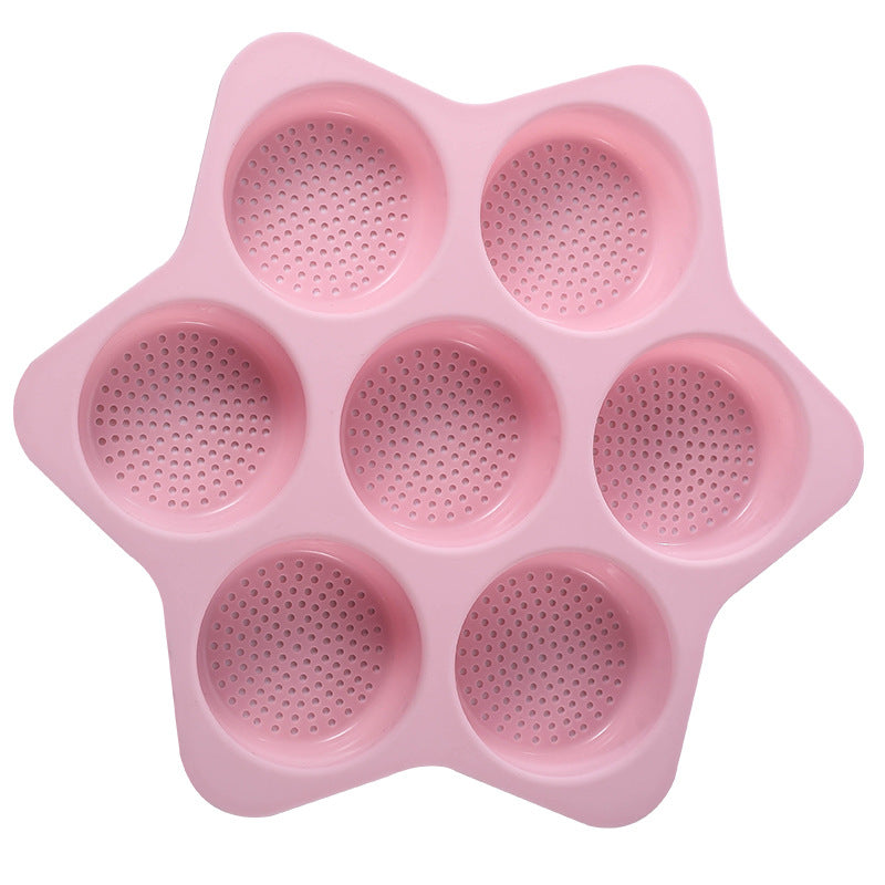 in stock new silicone hamburger baking pan breathable cut out hamburger mold 7-hole silicone bread mold