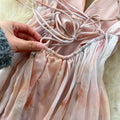 French holiday style halter suspender dress women's summer large backless sleeveless waist rufflesprinting long skirt