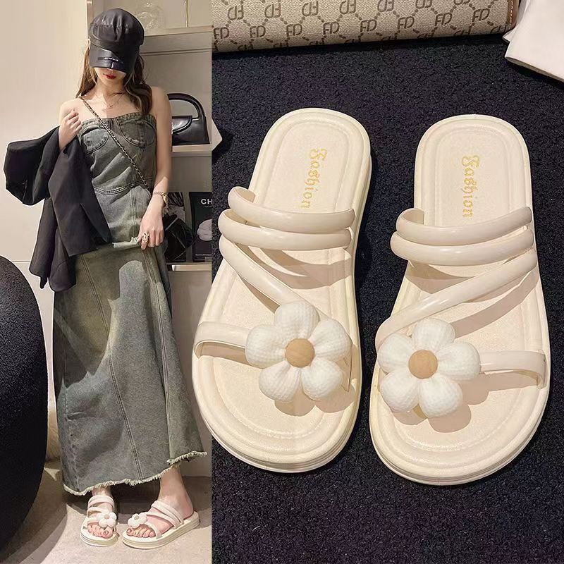 New floral flat sandals - sweet & versatile indoor/outdoor slippers for women - trendy summer princess style