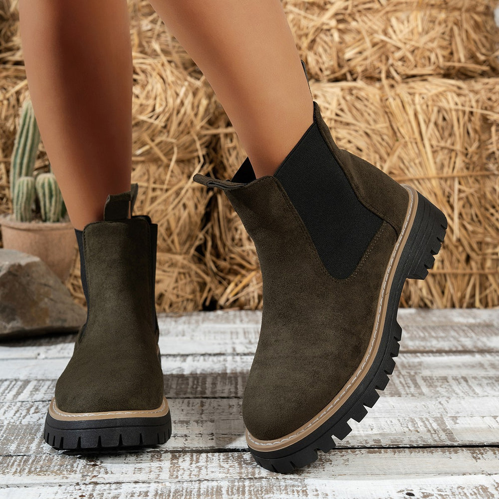 plus size short boots for women fall and winter new arrival square heel suede boots casual round toe sleeve export women's boots wholesale