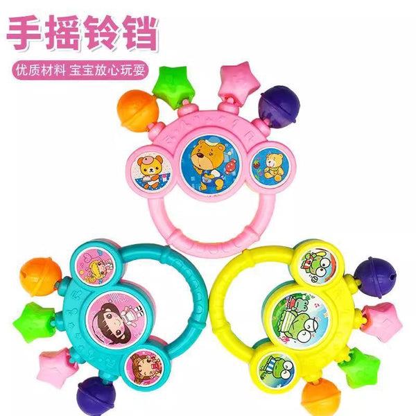 Cross-border export cartoon pattern baby hand rattle bell children's toy newborn soothing colorful five-finger bell