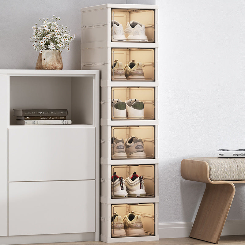 Dust-proof shoe cabinet Household foldable shoe storage box Large capacity plastic shoe box Transparent sneaker display box Shoe rack