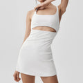 Padded striped sports dress - yoga outfit, summer quick-dry sleeveless running, training & fitness apparel