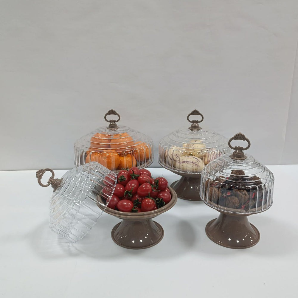 Classy display plate modern casual plastic round fruit plate multi-functional with lid large capacity plate glass plate