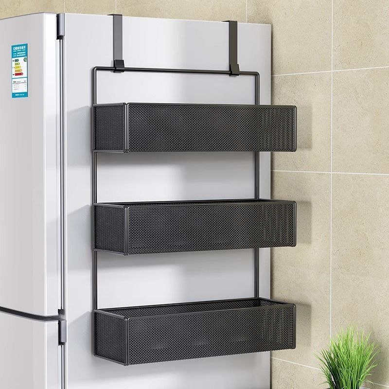 Refrigerator side rack kitchen supplies punch-free plastic wrap storage side wall hanging rack cross-border e-commerce partition
