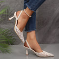 High heels for women 2026 spring and summer new arrivalfrench toe-cap half-slippers elegant pointed toe lace mesh stiletto slippers for women