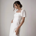 fall/winter new arrival: white bubble sleeve dress - ethereal & chic, european & american style, high-end fashion