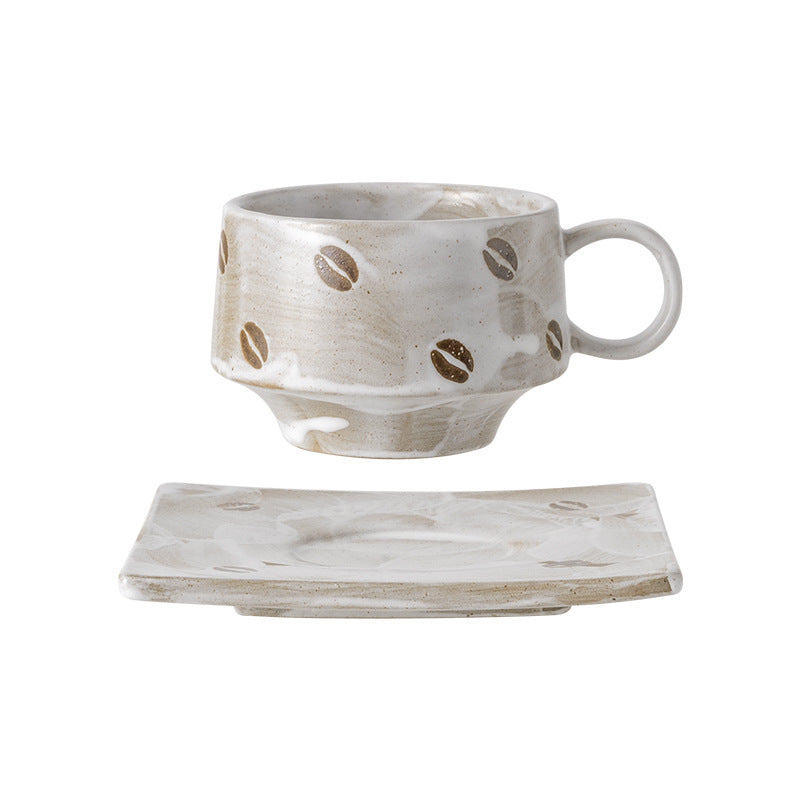 Classy stylish retro coffee cup and saucer suit creative stoneware latte cup for home souvenir mug and saucer