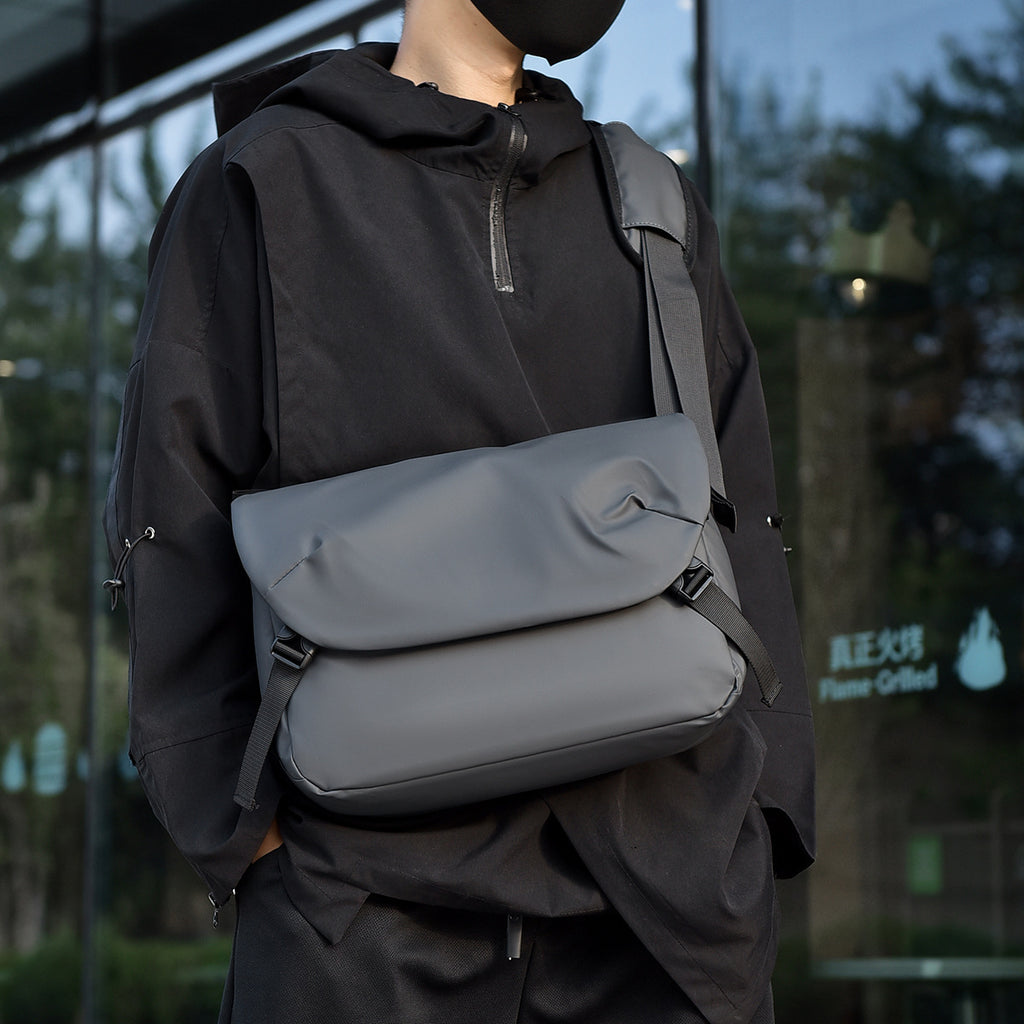 Cross-border messenger bag men's functional messenger bag leather film waterproof casual shoulder messenger bag men's bag new large