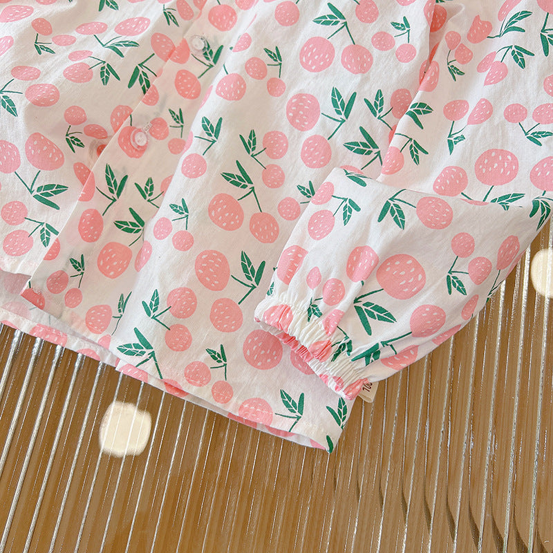 spring/autumn new arrival: pure cotton long-sleeve shirt for girls - sweet and stylish baby girl's doll shirt with turn-down collar