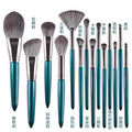 14-piece makeup brush set with wooden handles - soft fiber bristles, beginner-friendly, complete beauty tool kit, includes eyeshadow, detail, and blending brushes