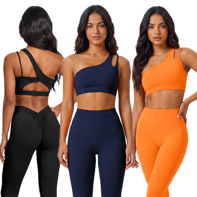 Fashion nude pleated yoga pants women's tight high waist hip lifting peach sports fitness pants breathable running pants