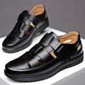 Men's leather shoes - business casual, formal, soft sole, anti-slip, summer sandals, dad shoes for middle-aged and elderly men - black