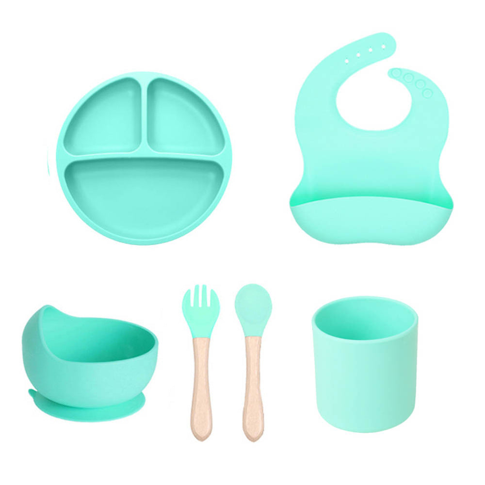 Cross-border children's silicone plate set Baby complementary food grid plate Love plate Maternal and infant feeding tableware set