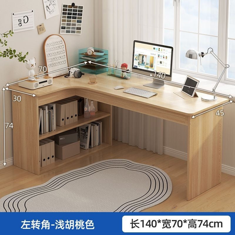 Nordic student desk with bookshelf - all-in-one home bedroom desktop computer desk - assembled study table for elementary school students - writing desk