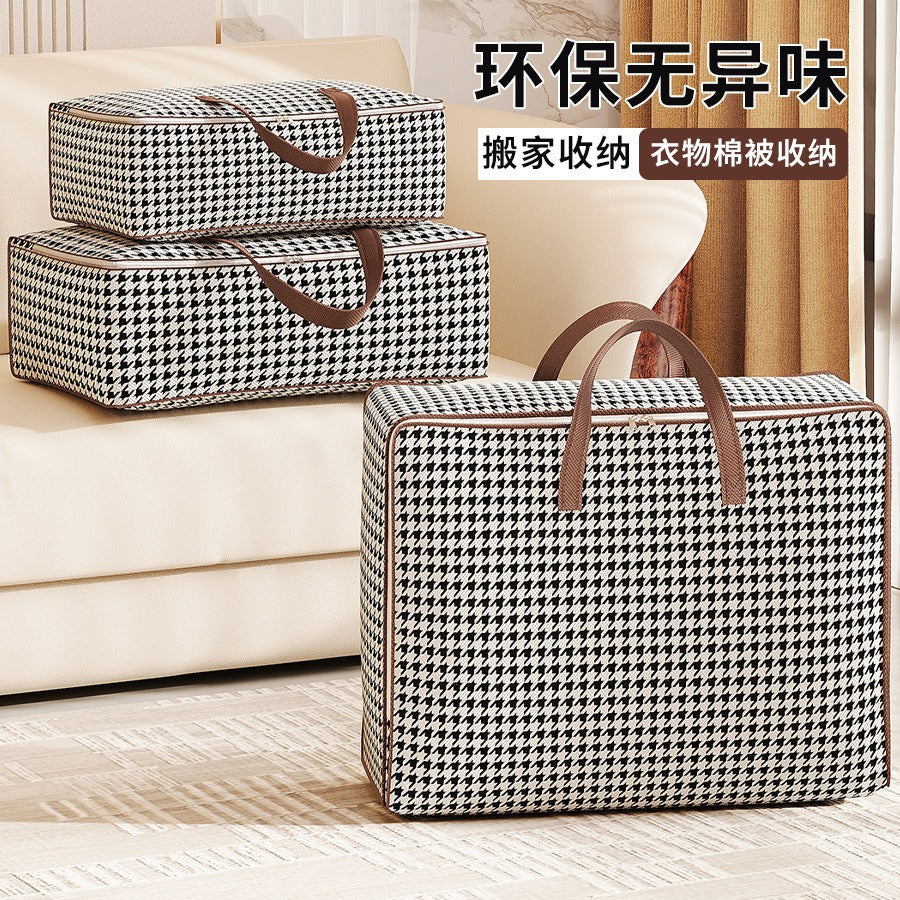 Portable reinforced thousand bird grid with transparent window storage bag, student dormitory sorting bag, duffel bag, moving bag