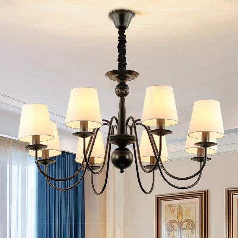 Vintage American Country Chandelier Living Room Pastoral Master Bedroom Bauhaus Nordic Simple Restaurant Fabric Home Lighting