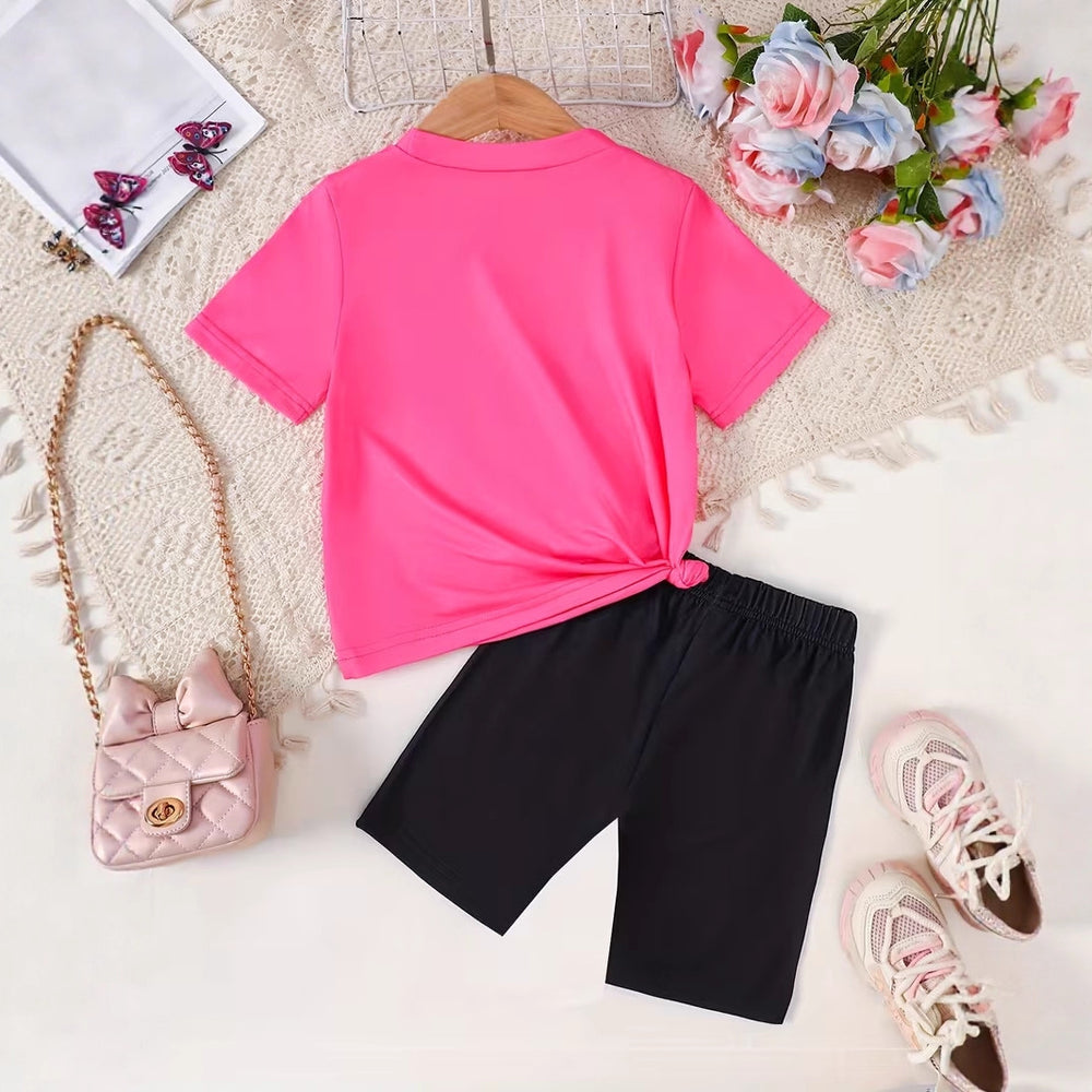 wholesale girls' short-sleeve and shorts sets, fashionable spring, summer, and autumn outfits for girls