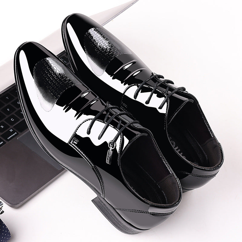 Men's business patent leather dress shoes - new autumn collection, pointed toe slip-on loafers, low-cut formal shoes in plus sizes