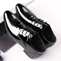 Men's business patent leather dress shoes - new autumn collection, pointed toe slip-on loafers, low-cut formal shoes in plus sizes