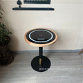 Natural wood finish with black gold legs